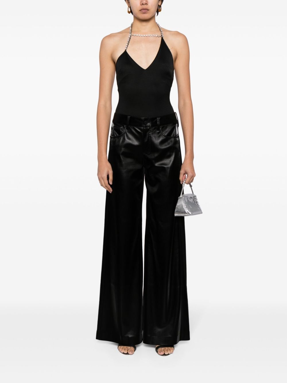 Shop Alice And Olivia Trish Faux-leather Trousers In Black
