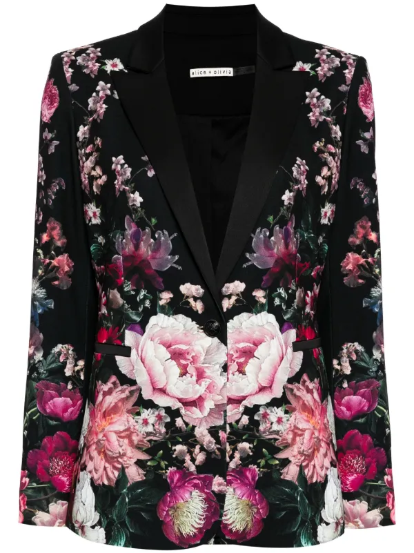 Alice Olivia Breann floral print Blazer Black FARFETCH SG