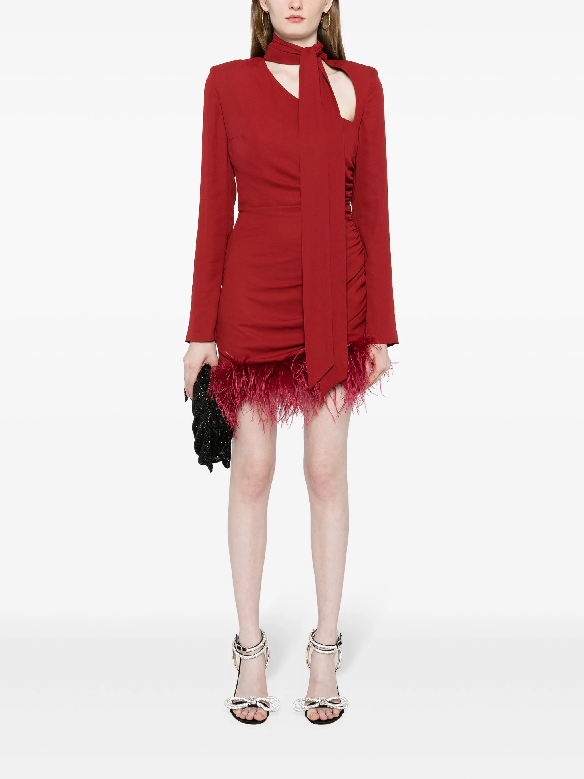 De La Vali Avenue feather-trim minidress