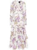 Needle & Thread Wisteria crepe V-neck gown - White