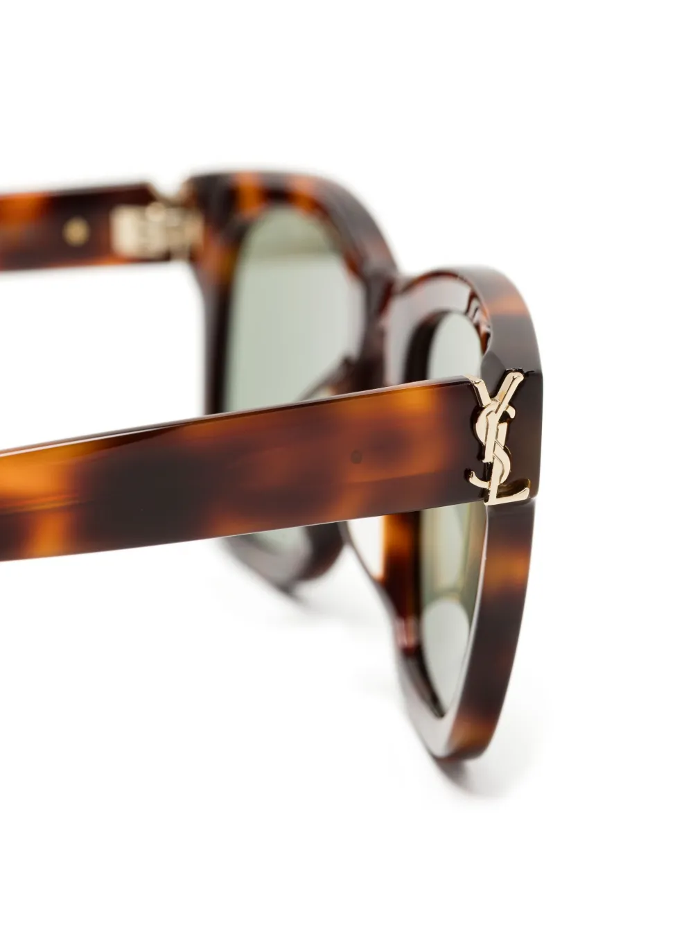 Saint Laurent Zonnebril met vierkant montuur Bruin