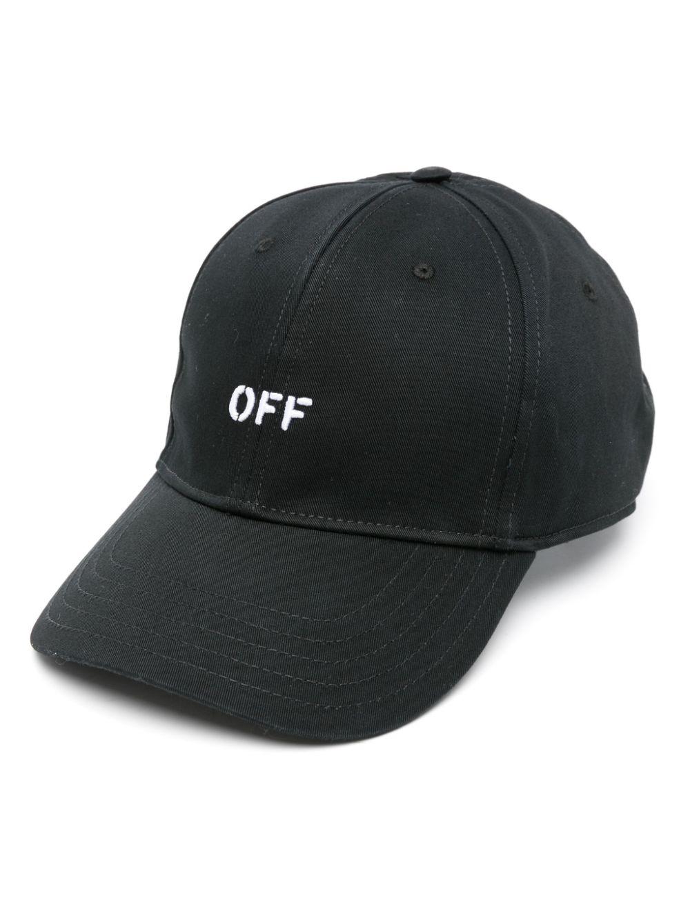Shop Off-white Logo-embroidered Cotton Baseball Cap In Black