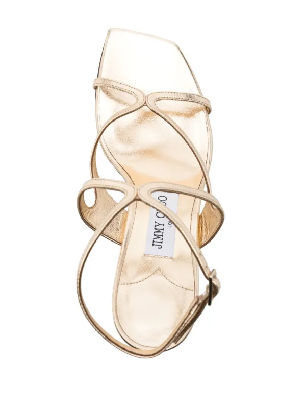 Jimmy Choo Azie 85mm Metallic Sandals | Gold | FARFETCH