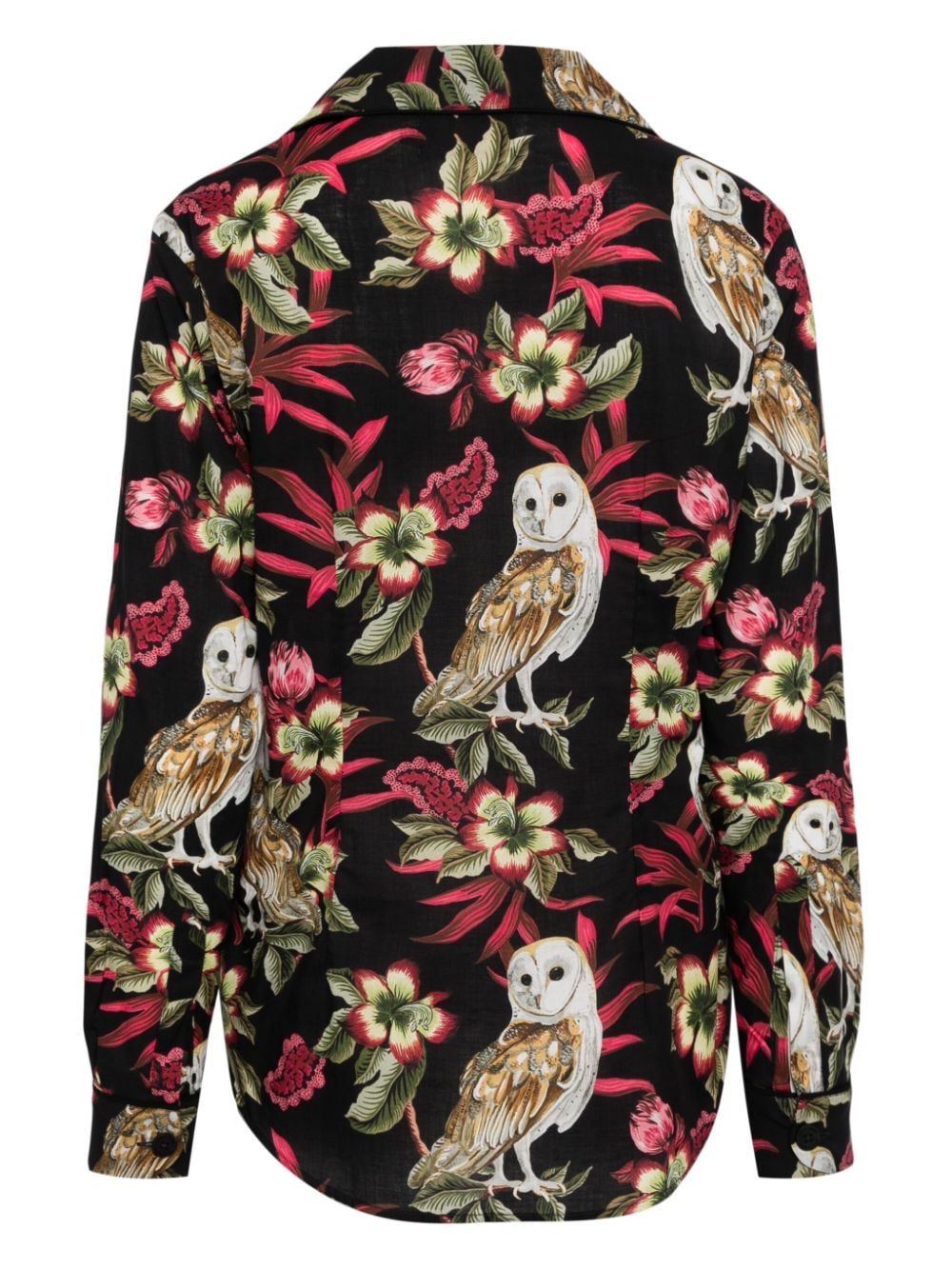 Desmond & Dempsey Pyjama met bloemenprint Zwart