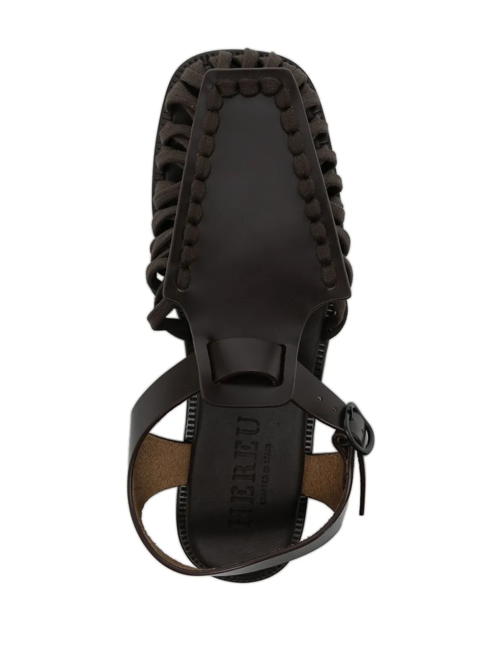 Shop Hereu Alaro Caged Leather Sandals In Brown