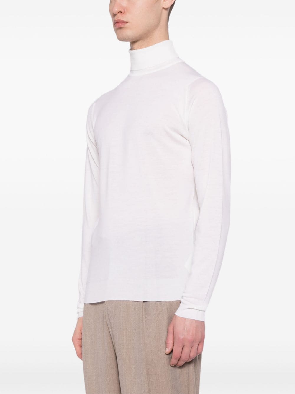 Shop John Smedley Roll-neck Wool Jumper In White