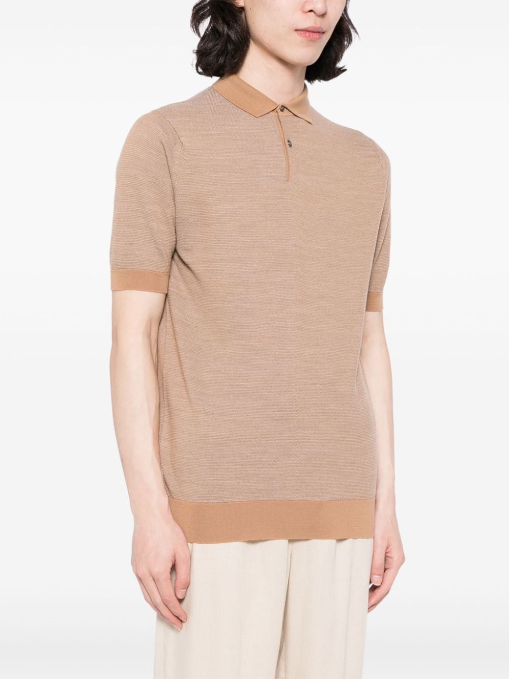 Shop John Smedley Short-sleeve Wool Polo Shirt In Brown