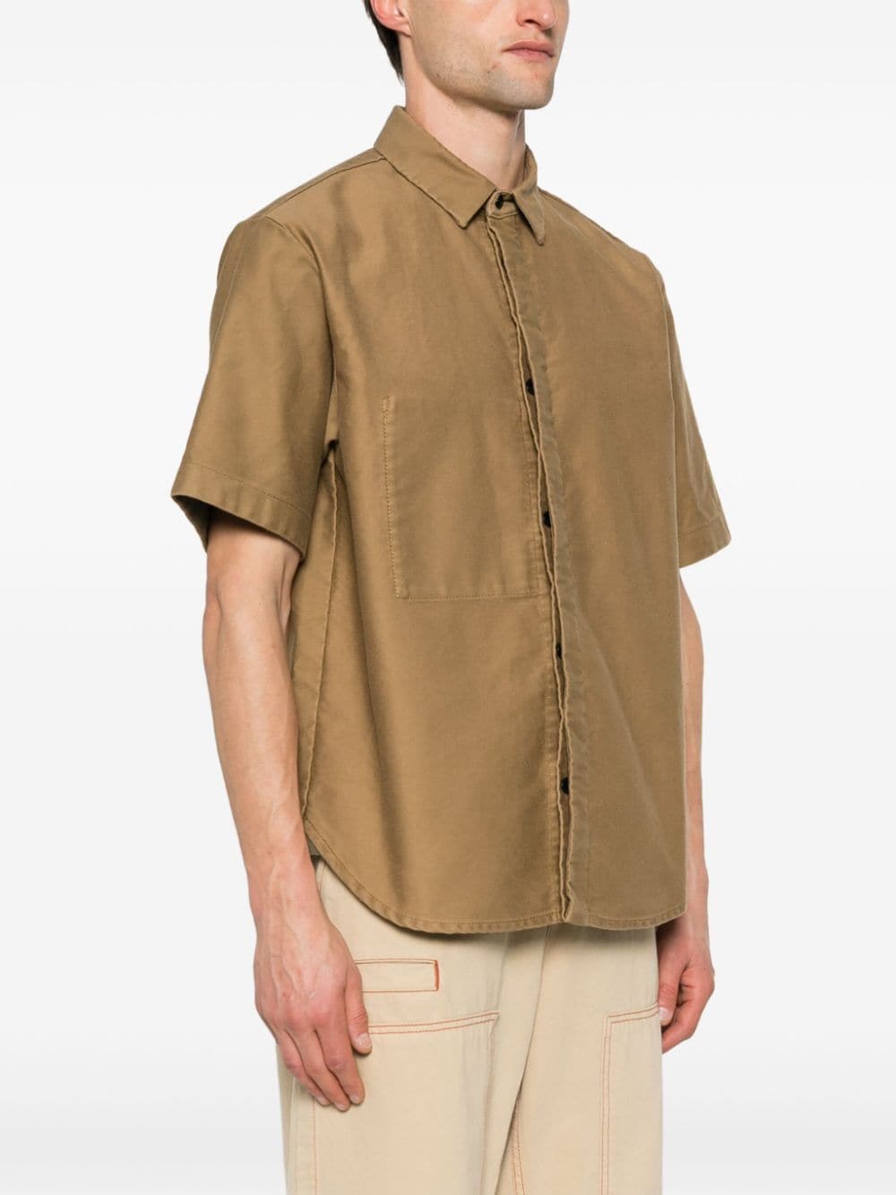 Shop Sacai Classic-collar Cotton Shirt In Brown