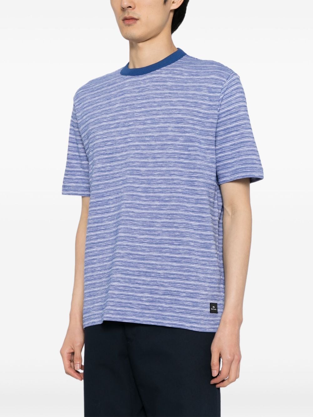 Shop Ps By Paul Smith Striped Cotton T-shirt In Blue