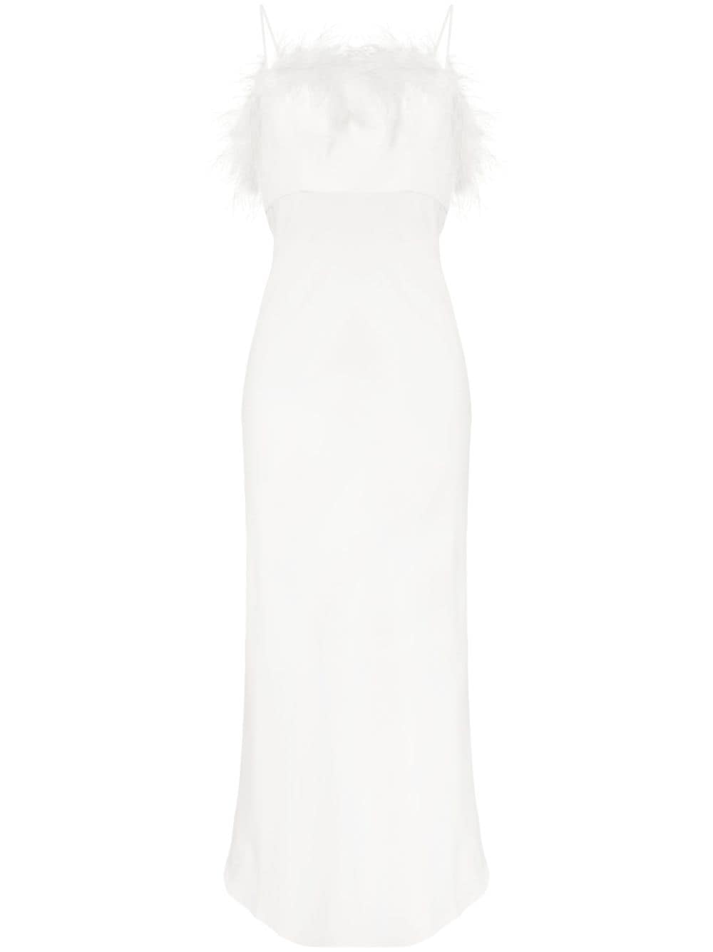 Rixo London Selene Feather-trim Midi Dress In White