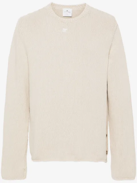 Courrèges buttoned-slit cotton-linen jumper