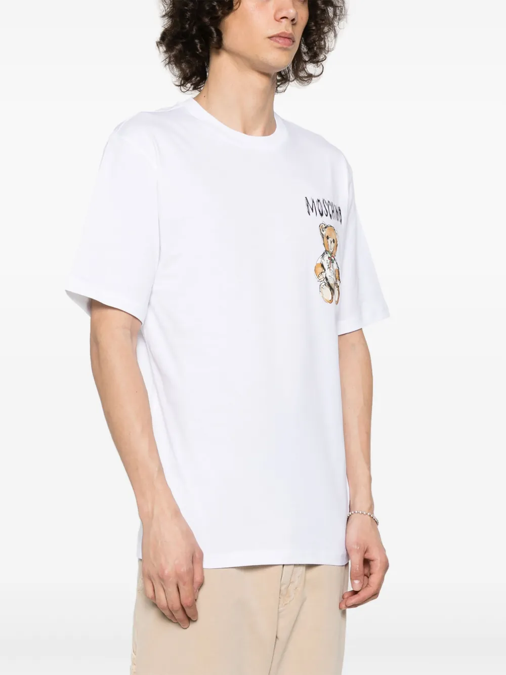 Shop Moschino Teddy Bear Cotton T-shirt In White