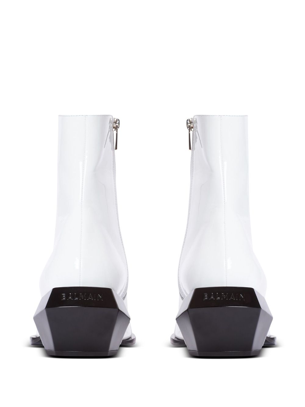 Shop Balmain Billy Patent-leather Ankle Boots In White