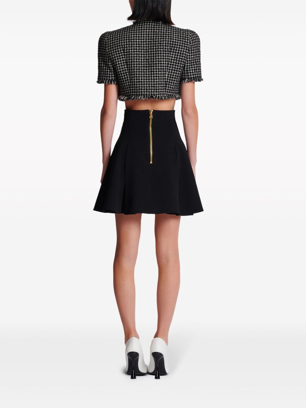 Shop Balmain Pleated A-line Miniskirt In Black