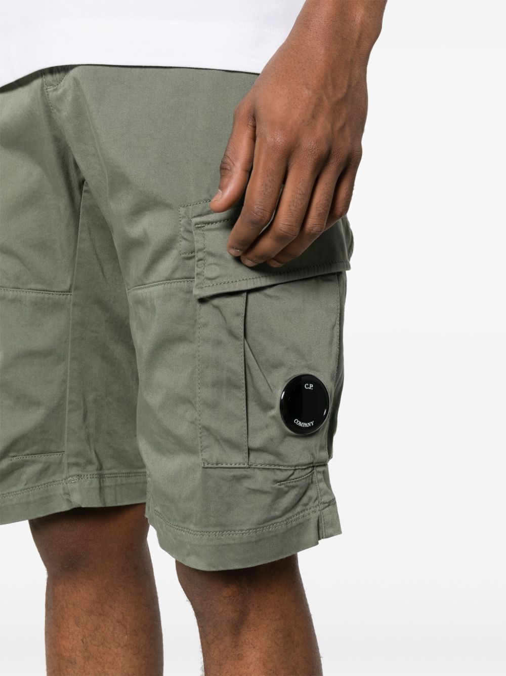 Shop C.p. Company Lens-detail Cargo Shorts In Green