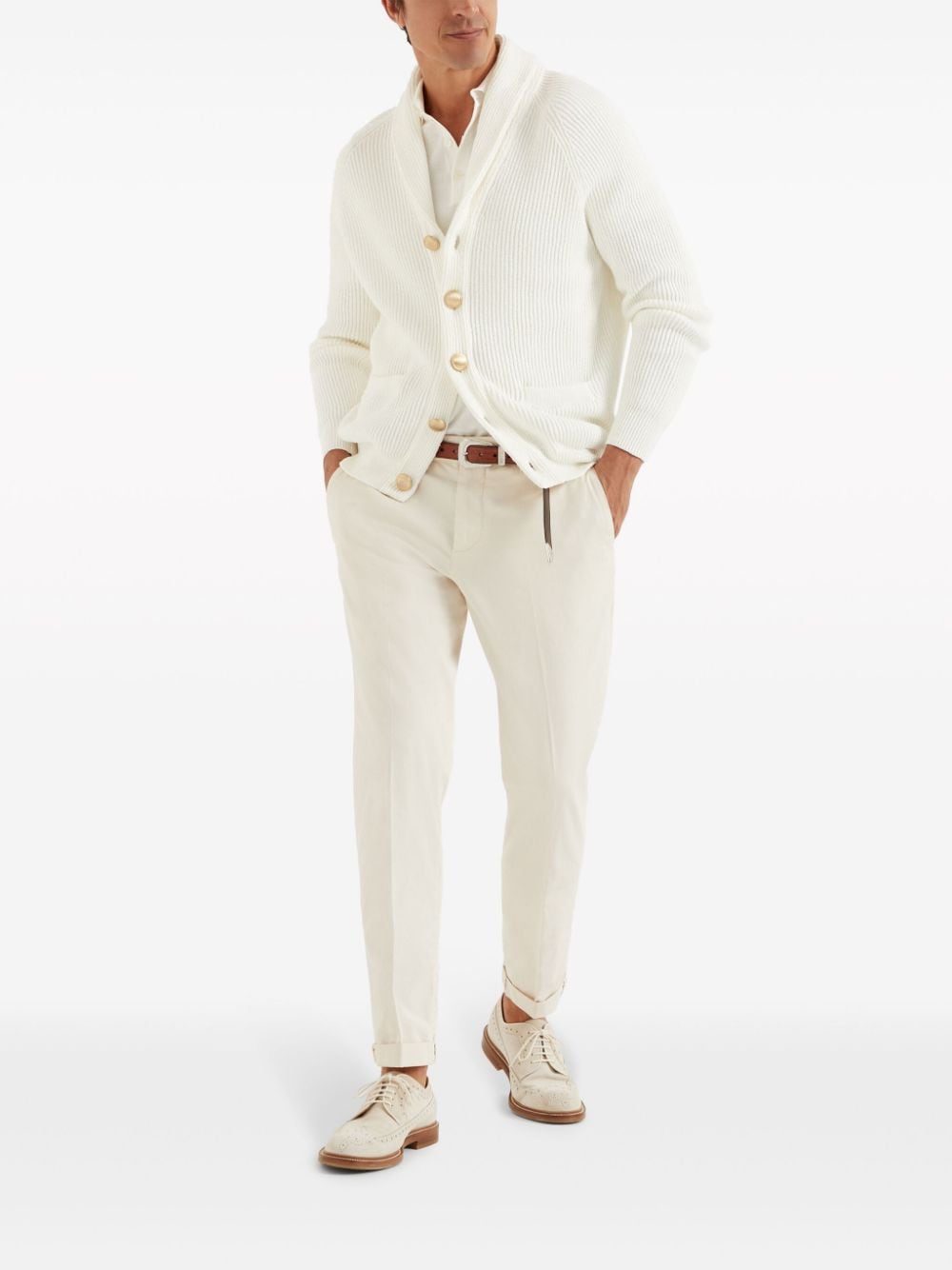 Shop Brunello Cucinelli Classico Slim Fit Chinos In White