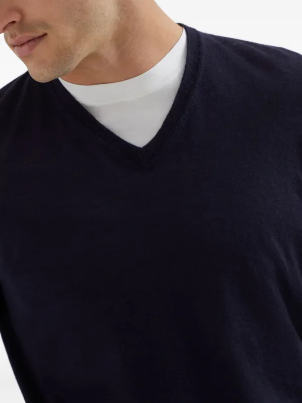 【送料&関税込】Brunello Cucinelli V-neck Pullover With Bead Brunello Cucinelli Ribbed V-neck Sweater | Blue | FARFETCH