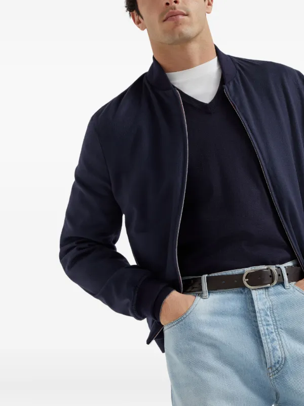 Brunello Cucinelli Ribbed V-neck Sweater | Blue | FARFETCH Brunello Cucinelli Ribbed V-neck Sweater | Blue | FARFETCH