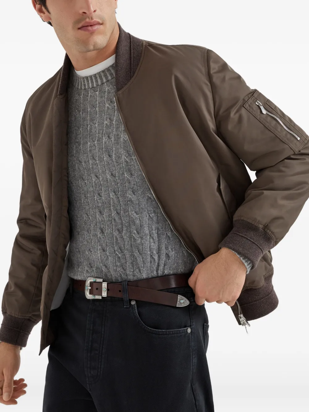  Brunello Cucinelli Cable Knit Jumper - Grey 