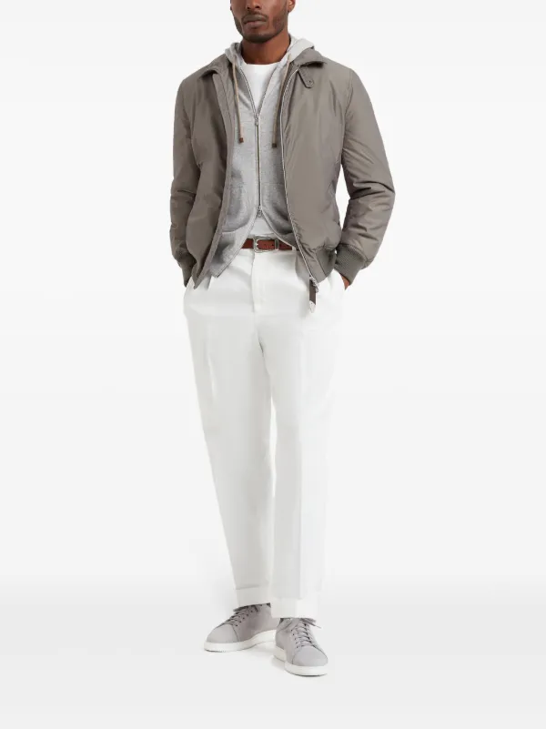 BRUNELLO CUCINELLI グレー フード付きパーカー Double cloth sweatshirt for Man in Pearl Grey | Brunello