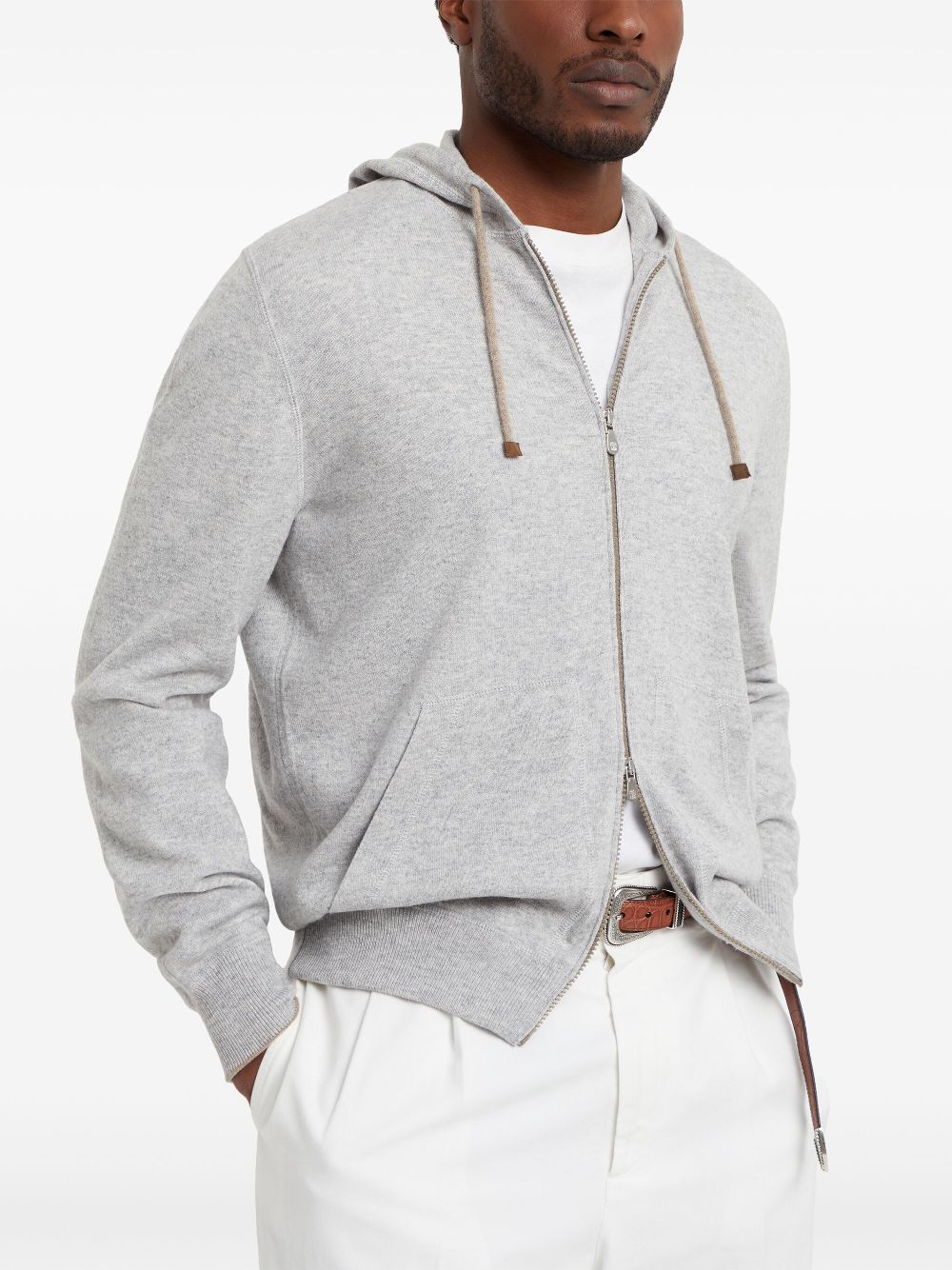 Brunello Cucinelli front zip cashmere hoodie Men