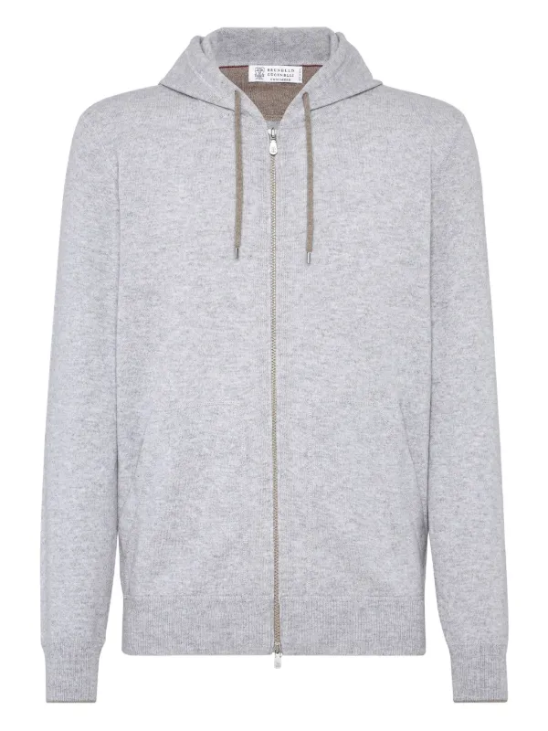 BRUNELLO CUCINELLI カシミヤパーカー Brunello Cucinelli カシミア ジップ パーカー | グレー