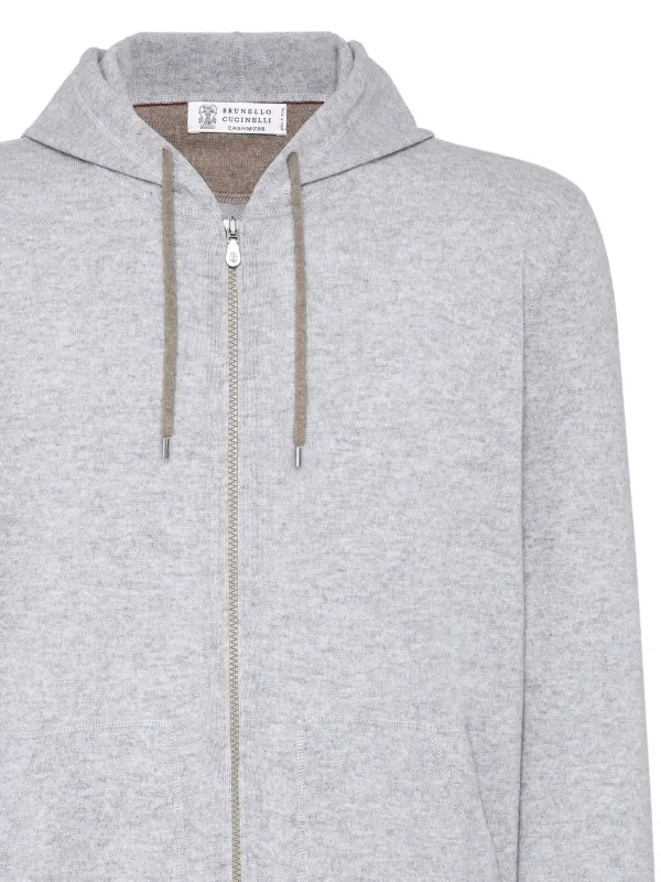 Brunello Cucinelli front-zip Cashmere Hoodie | Grey | FARFETCH