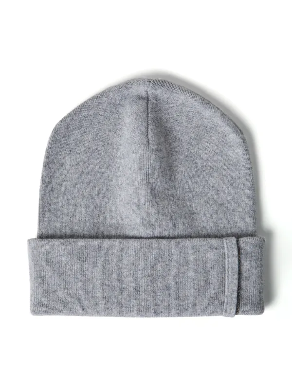 Brunello Cucinelli beaded-trim Cashmere Beanie Hat | Grey | FARFETCH