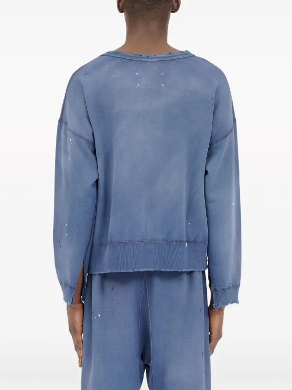 ★関税込★Maison Margiela★BLUE COTTON OVERSIZE SWEATSHIRT★ Maison Margiela Blue Stitching Sweatshirt Maison Margiela