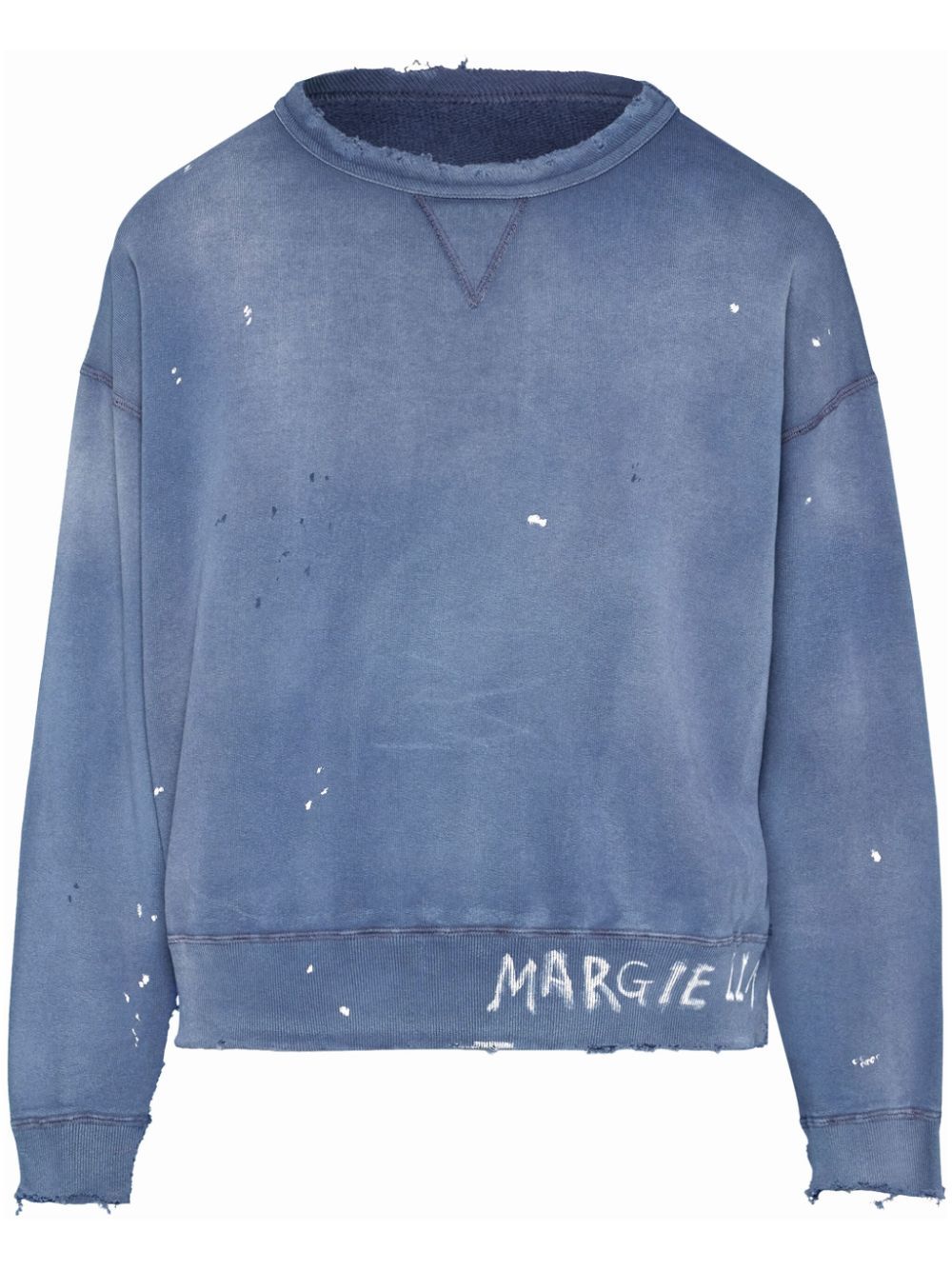 Shop Maison Margiela Handwritten Cotton Sweatshirt In Blue