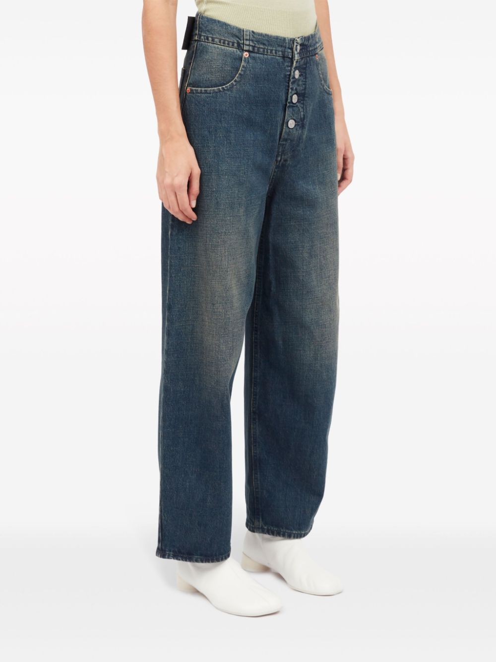 Shop Mm6 Maison Margiela Straight-leg Cotton Jeans In Blue