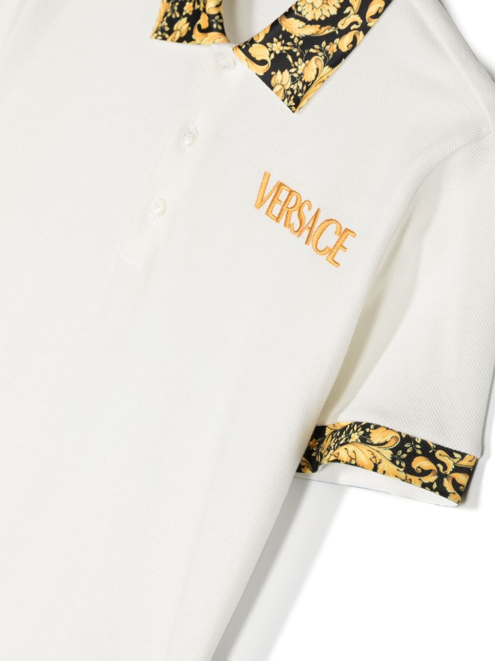 Shop Versace Barocco-print Panelled Polo Shirt In White