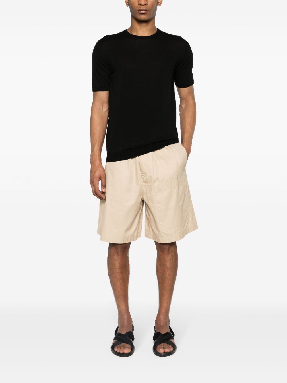 Shop Nuur Short-sleeve Cotton Jumper In Black