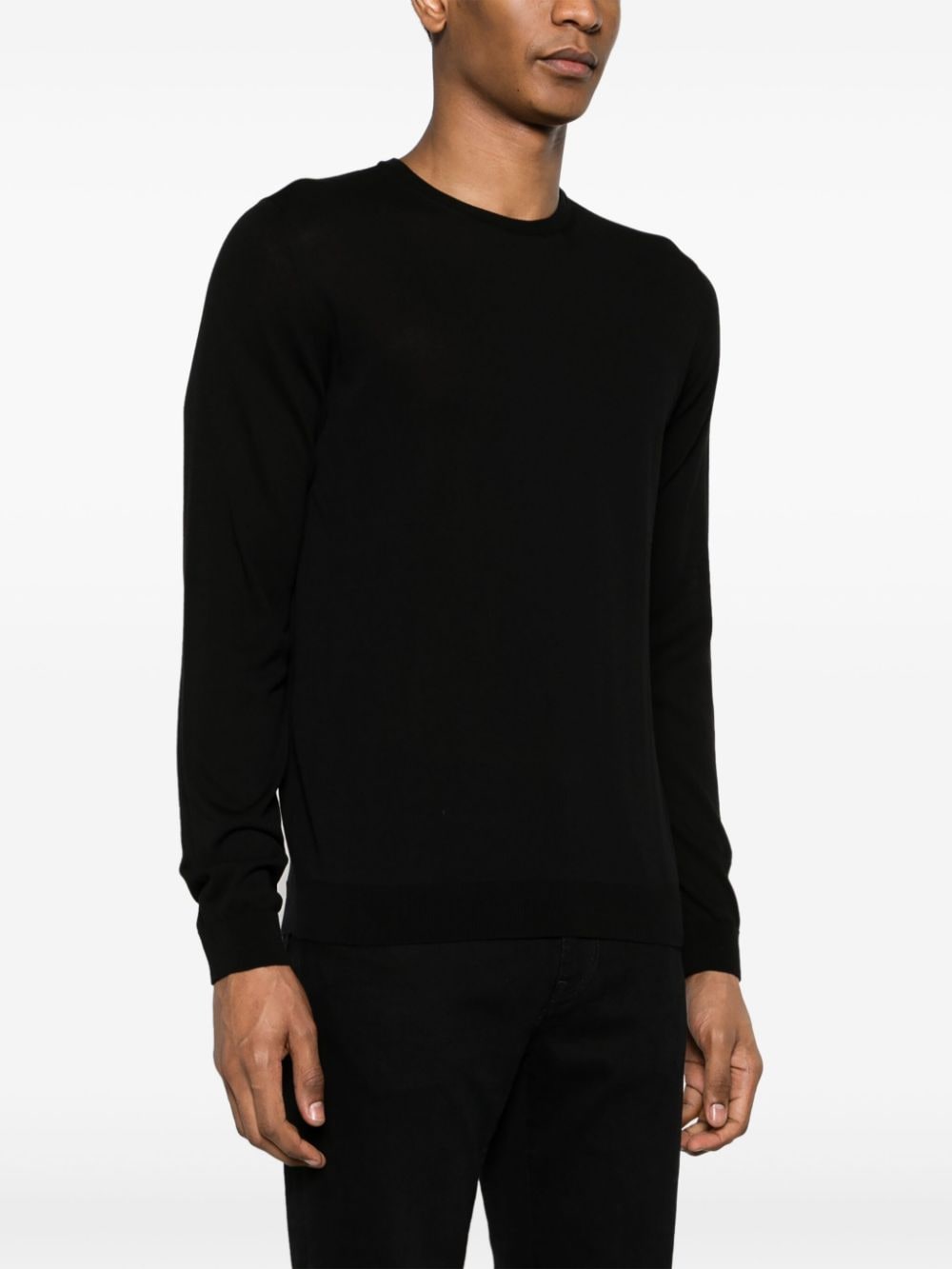 Shop Nuur Fine-knit Cotton Jumper In Black