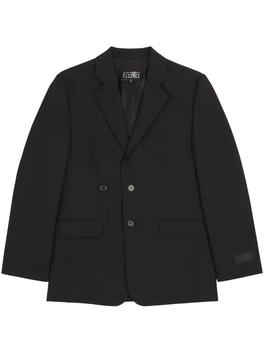 MM6 Maison Margiela Blazer met enkele rij knopen en gekerfde revers Zwart