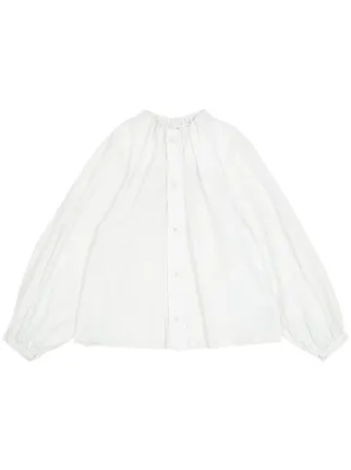 郵送買取 新品5台以上送料無料キャンペーン中！！  MM6 Maison Margiela ギャザーネック シャツ | ホワイト シャツ/ブラウス(長袖/七分)