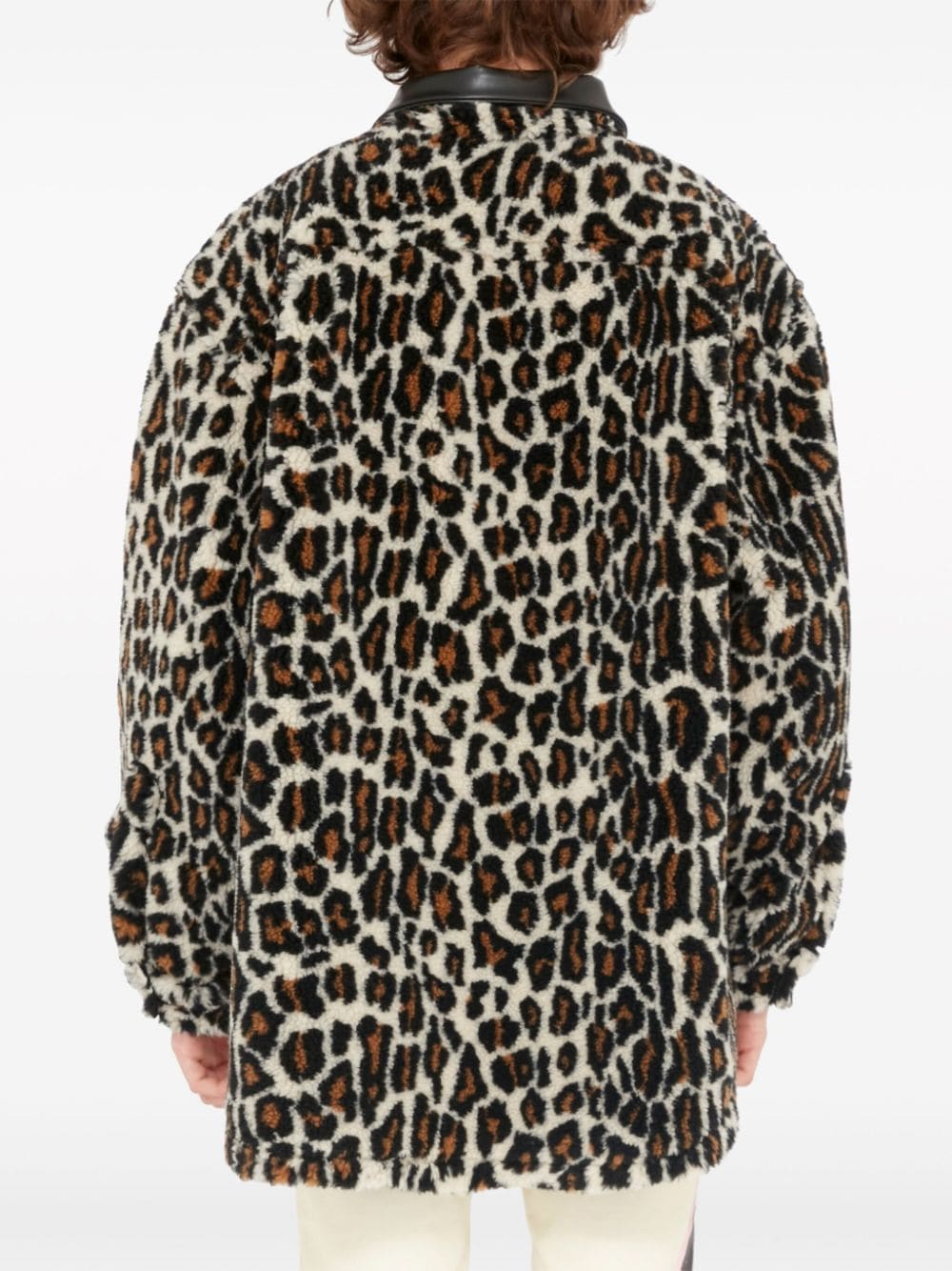 Shop Maison Margiela Leopard-print Faux-fur Shirt In Brown