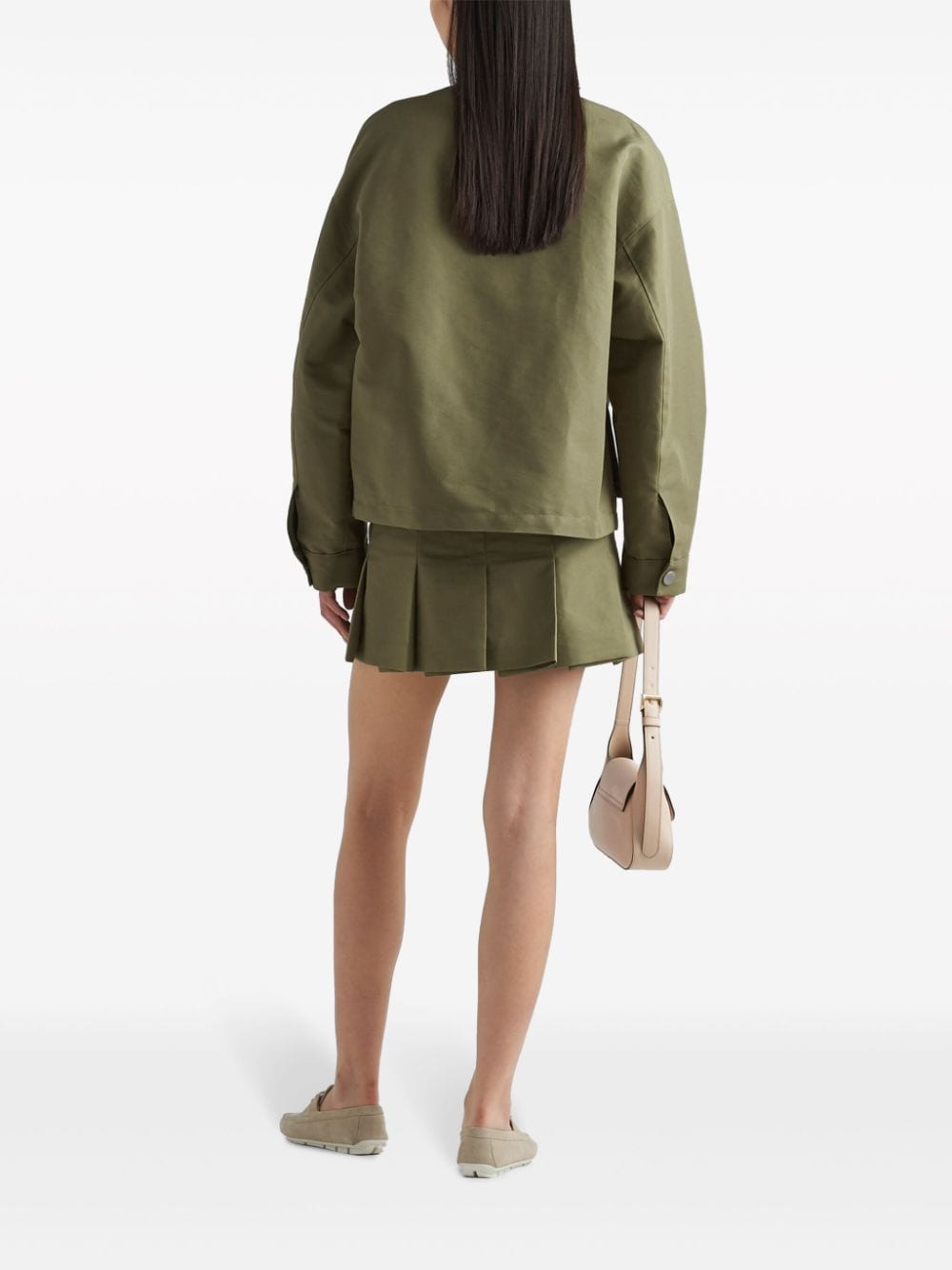 Shop Prada Triangle-logo Canvas Miniskirt In Green