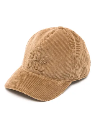 Miu Miu logo-appliqué Corduroy Baseball Cap | Brown