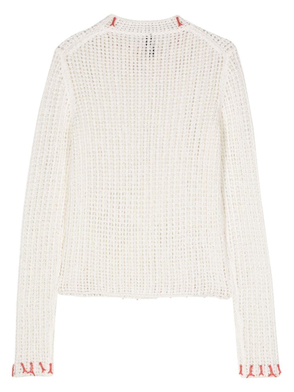 Shop Reina Olga Contrasting-charms Open-knit Jumper In White