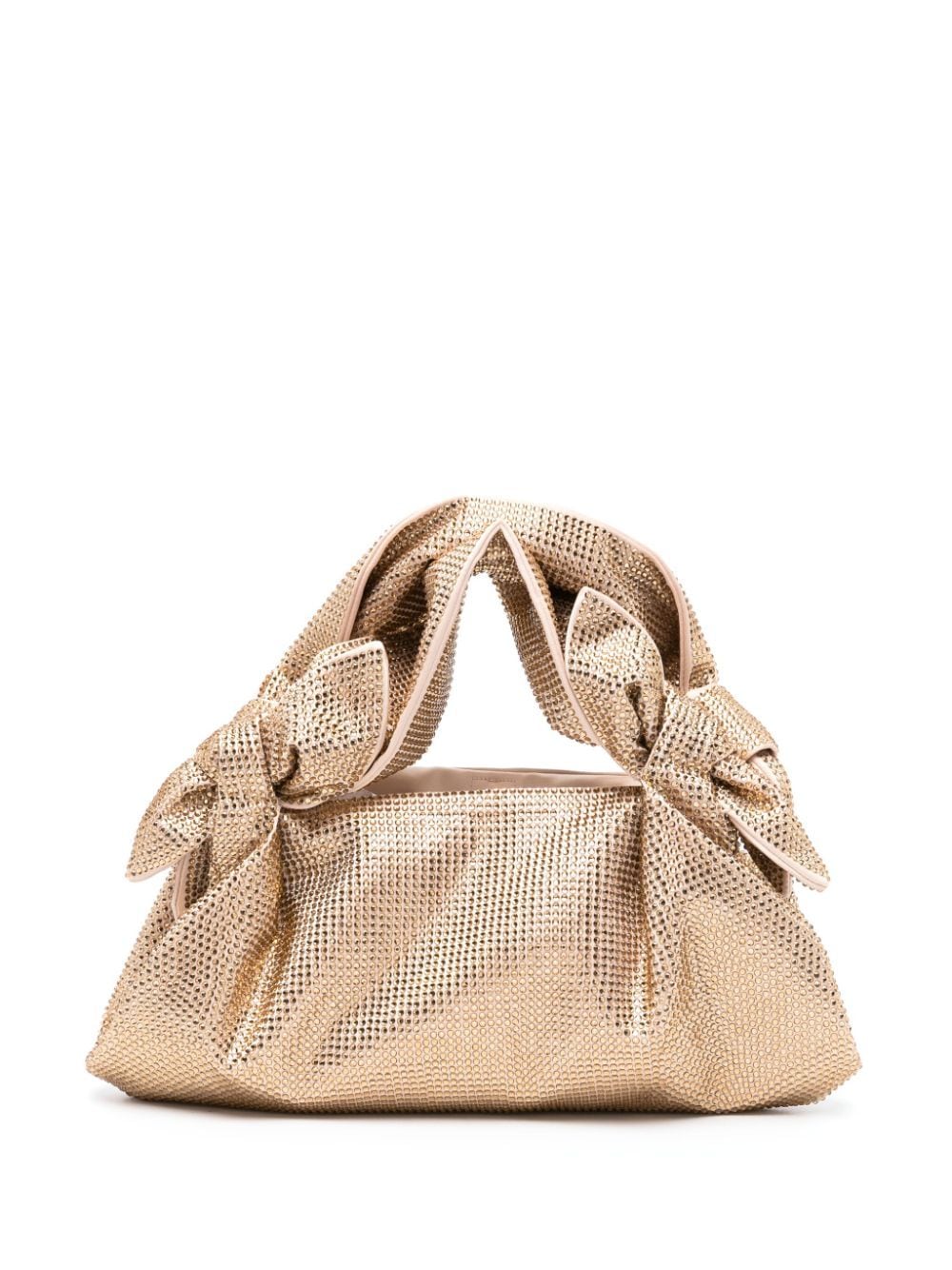 Shop Giuseppe Di Morabito Rhinestoned Satin Shoulder Bag In Gold