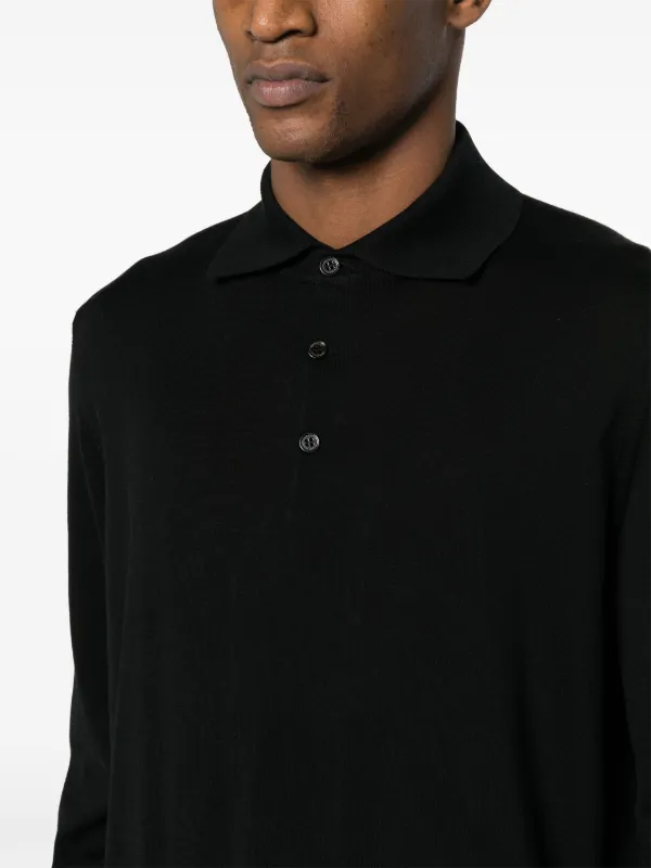 Brunello Cucinelli long-sleeve Polo Shirt | Black | FARFETCH