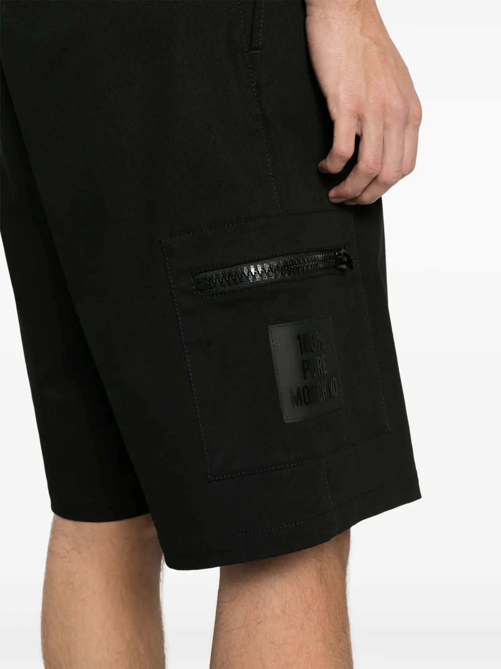 Moschino Bermuda shorts met logopatch Zwart