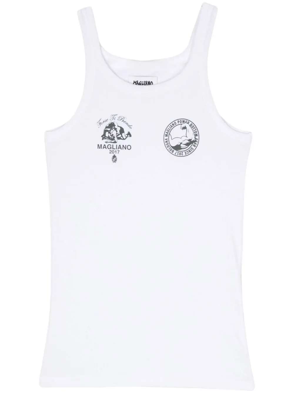 Shop Magliano Logo-print Ribbed Top In White