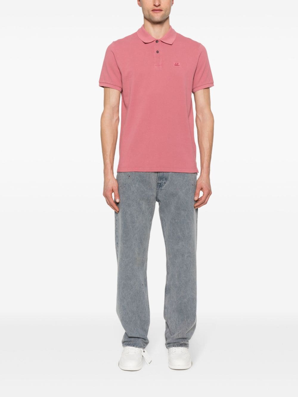 C.P. Company Poloshirt met geborduurd logo - Roze