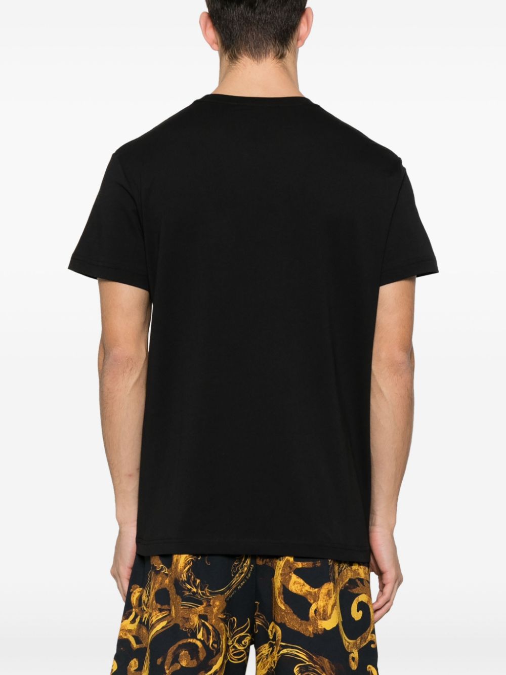 Shop Versace Jeans Couture Logo-print Cotton T-shirt In Black