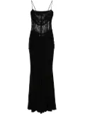 Alessandra Rich draped lace-panel maxi dress - Black