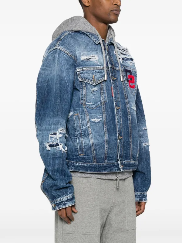 Dsquared2 Denim Patch Hooded Jacket - Blue