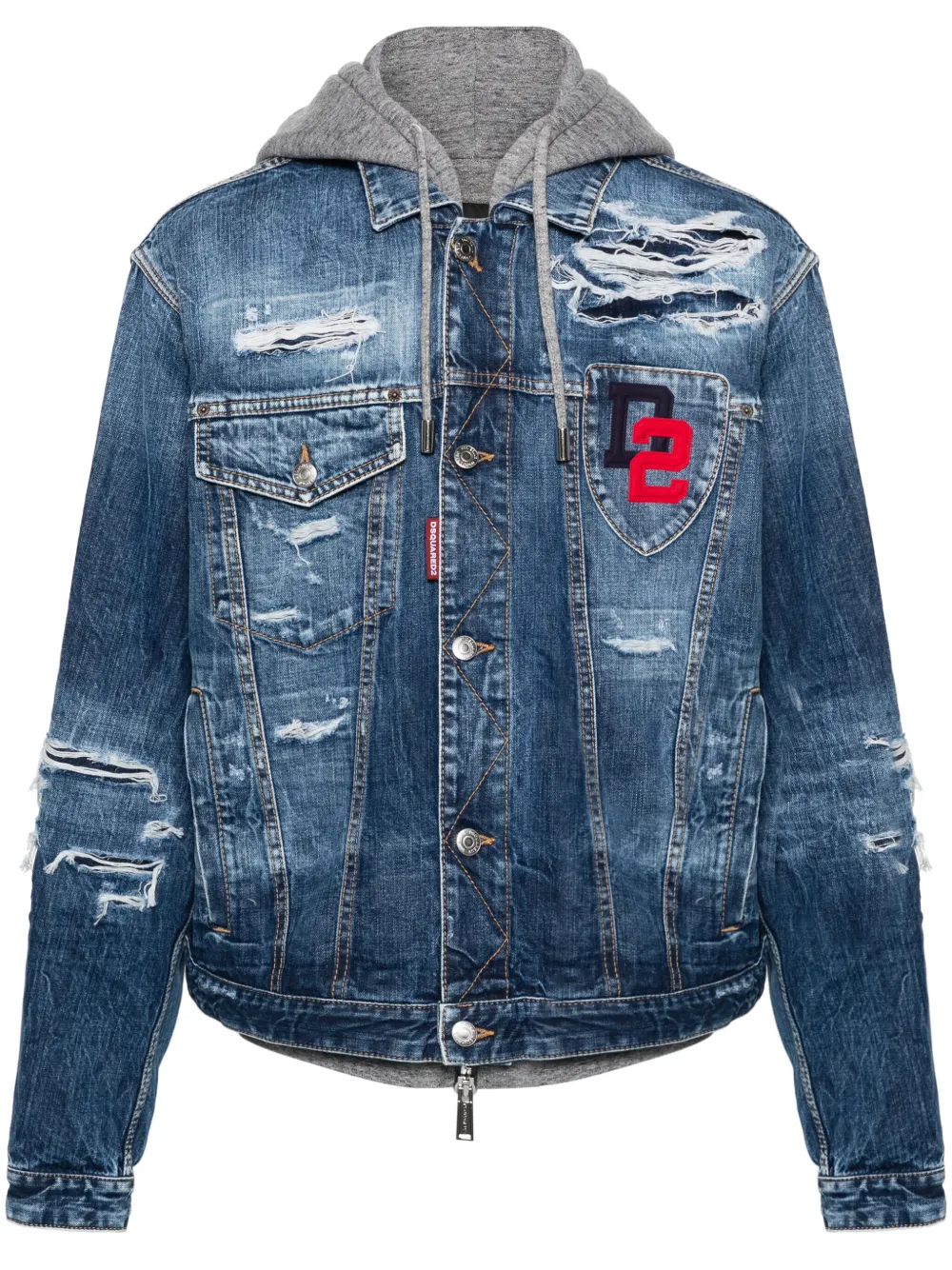 Shop Dsquared2 Layered-hood Denim Jacket In Blue