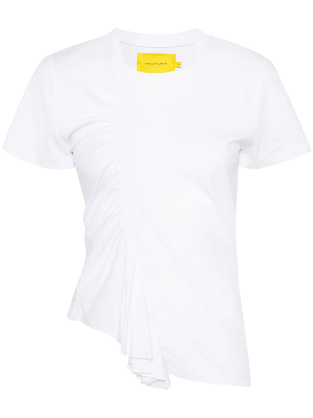 Shop Marques' Almeida Gathered Cotton T-shirt In Weiss